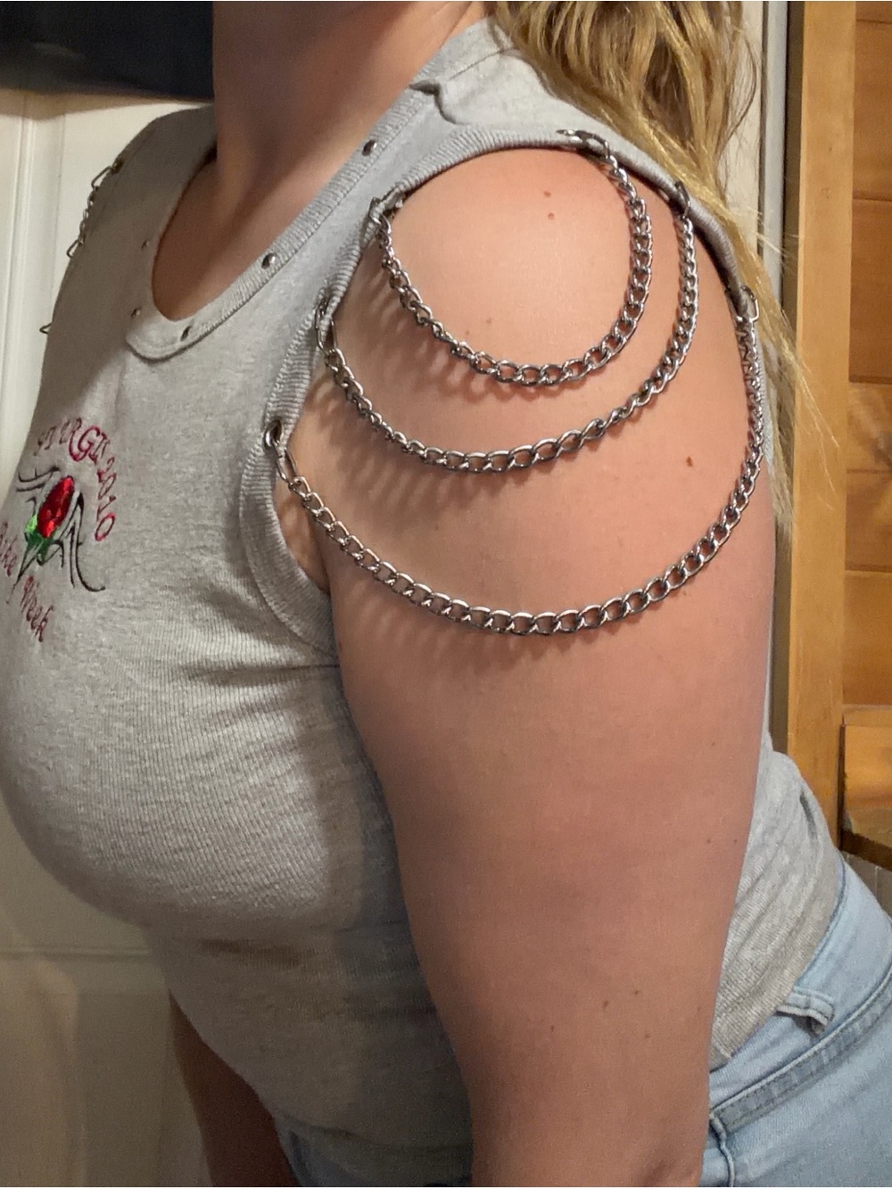 Biker Design 2010 Grey Tank Top with Chains